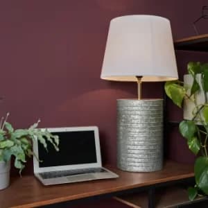 Fleming Metal Barrel Table Lamp with Large White Aspen Shade