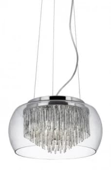 4 Light Ceiling Pendant Chrome, Glass, G9