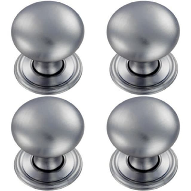 Loops 4x Round Victorian Cupboard Door Knob 32mm Dia Satin Chrome Cabinet Handle Multi unisex