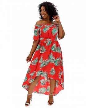 Lovedrobe Tropical Dip Back Bardot Dress