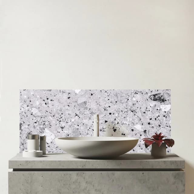 Warren Reed - Designer Silver Grey Quartz Effect Glass Bathroom Splashback Grey Unisex