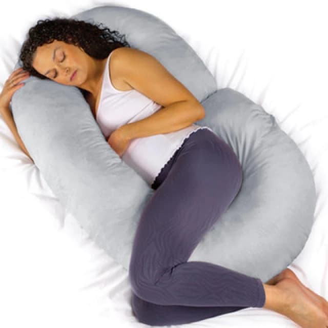 Aamira Light Grey Pregnancy Maternity Pillow, 140x65x20cm C Shape Memory Foam Size: 140 x 65 x 20cm Light Grey Unisex 140 x 65 x 20 cm