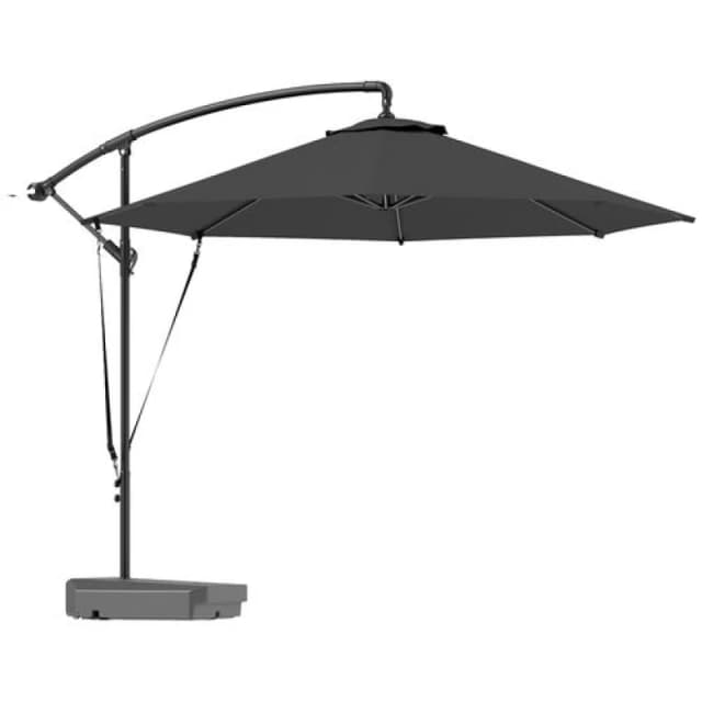 Outsunny Garden Cantilever Parasol with Cover Weighted Base Wind Strap Grey Dark Grey