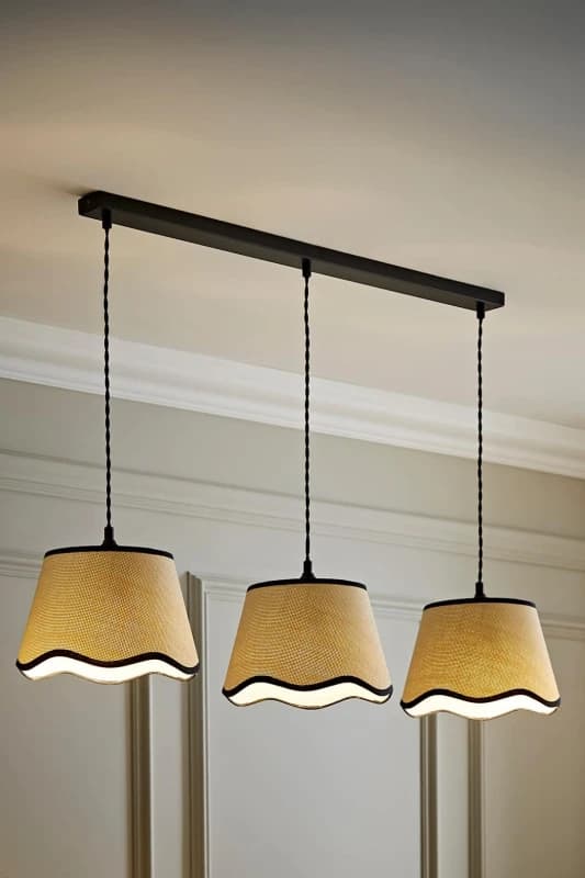 ValueLights ValueLights Dutton Black Trim Scallop 3 Drop Bar Black Diner Ceiling Pendant Light Black One Size Unisex 5059406062483
