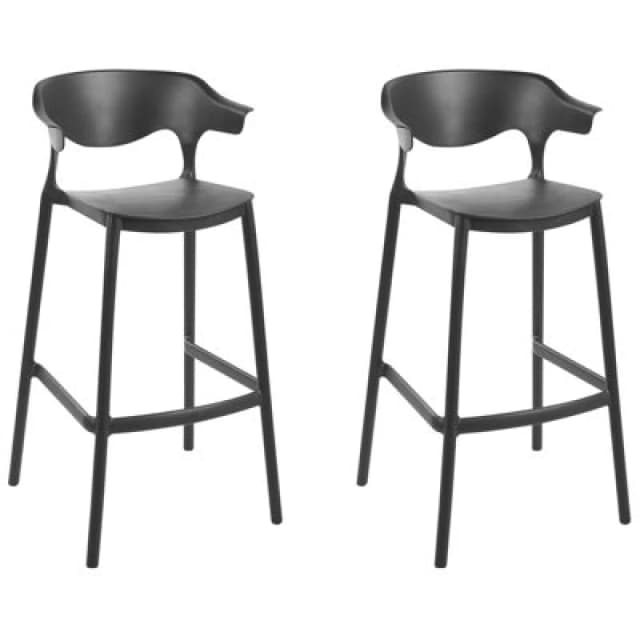 Beliani Set Of 2 Garden Bar Chairs Gubbio Black