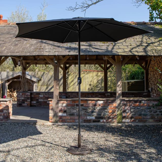 Samuel Alexander 2.7m Havana Garden Patio Parasol with Crank Handle and Cover in Black