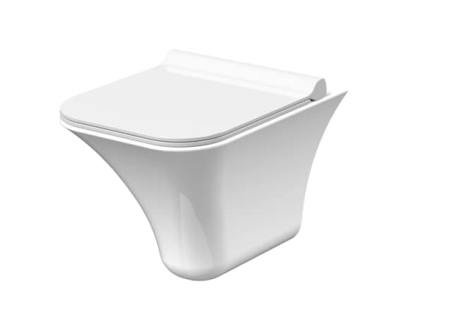 Balterley Rimless Wall Hung Ceramic Toilet Pan & Soft Close Seat, 355mm White unisex