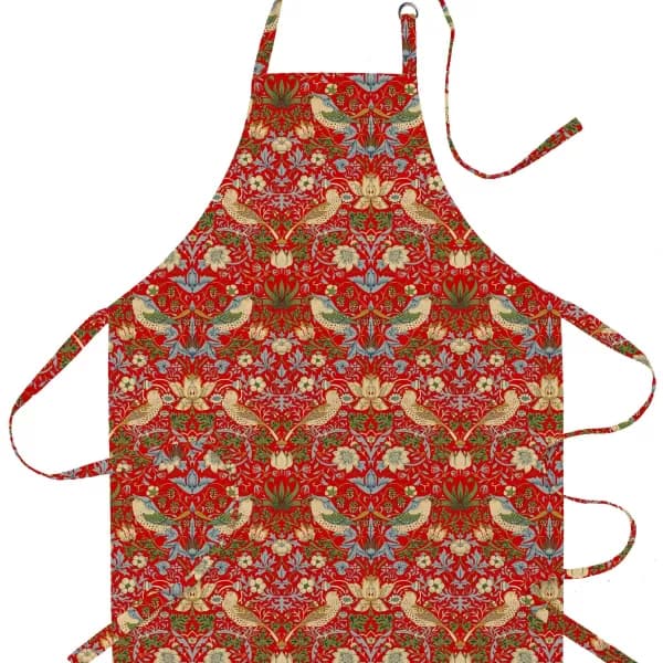 William Morris Strawberry Thief Acrylic Apron Strawberry Thief Red