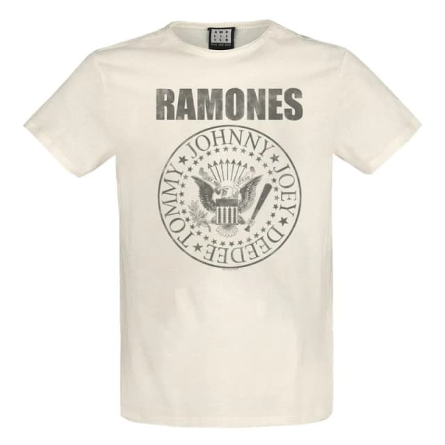 Amplified Amplified Men Vintage Shield Ramones T-Shirt in White Size: 3X-Large White XXXL Male 5063806466710