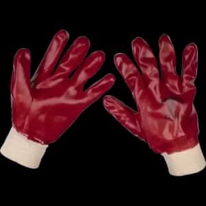 Sealey General Purpose PVC Knit Wrist Waterproof Gloves Red XL Pack of 12
