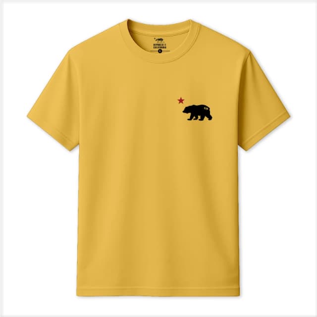 Republic of California Mens Cali Bear T-Shirt in Yellow Size: Small Yellow Male S