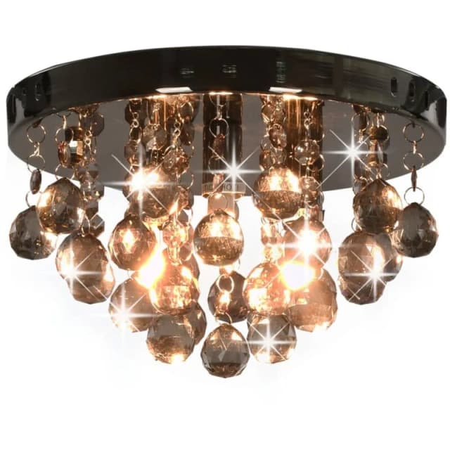 VIDAXL Ceiling Lamp with Smoky Beads Black Round G9 Vidaxl 8719883573045