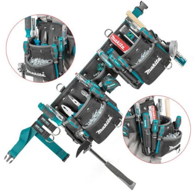 Makita Makita E-15229 3 Pouch Super Heavyweight Duty Tool Belt Set + Strap Loop System E-15229