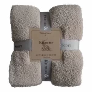 Crossland Grove Teddy Fleece Throw Taupe 1300x1800mm