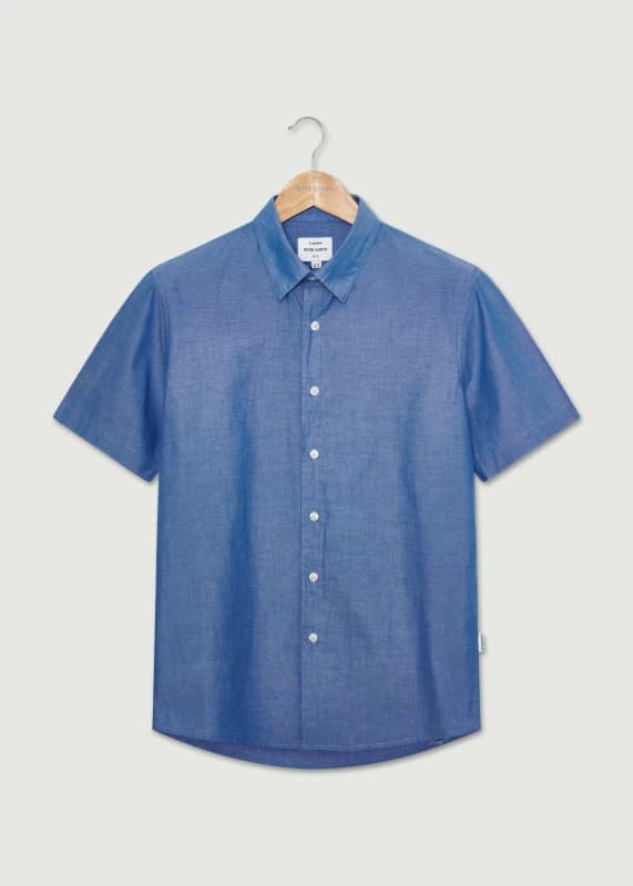 Peter Werth Mens Harry SS Shirt in Indigo Size: Medium Indigo Male M