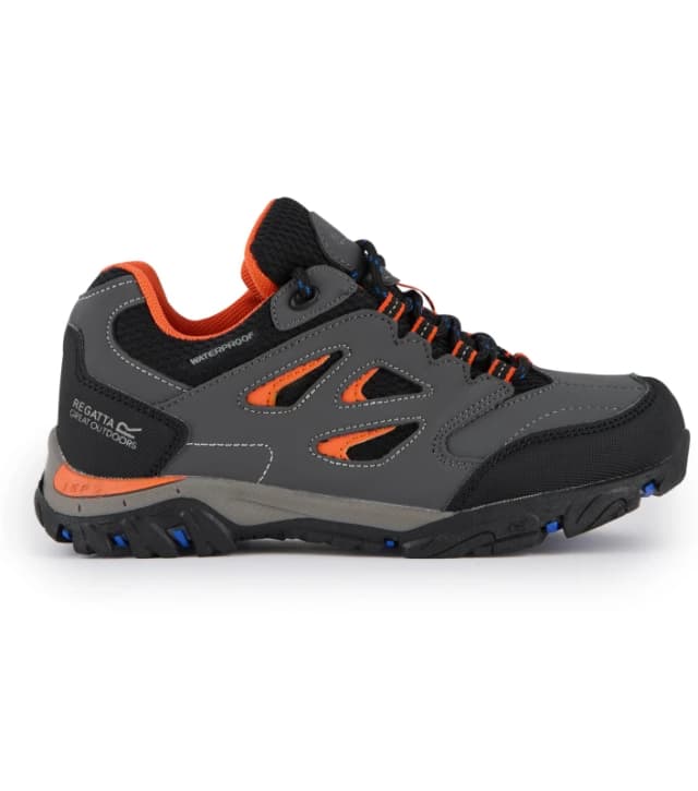 Regatta Boys & Girls Holcombe Low Isotex Waterproof Walking Shoes UK Size 1 (EU 33) Briar/Blaze Orange RKF572-44Z-1
