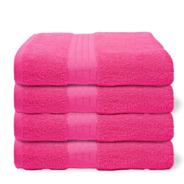 OHS OHS 4 Pack of 100% Cotton Bath Sheet Bathroom Towel in Pink Pink Bath Sheet Unisex 5027434228959