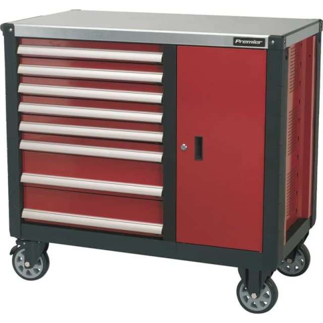 Loops 8 Drawer Mobile Workstation - Ball Bearing Slides - Heavy Gauge Steel - Cupboard Metallics