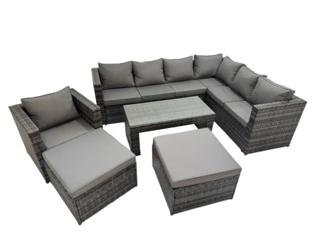 Fimous Garden Furniture Set with Chair 2 Big Stools Dark Grey Mixed Dark Grey Unisex