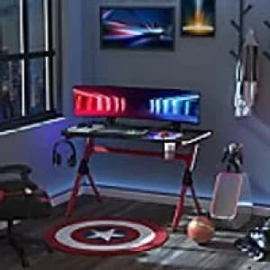 Homcom Gaming Desk Steel Wine Red 666 x 750 mm