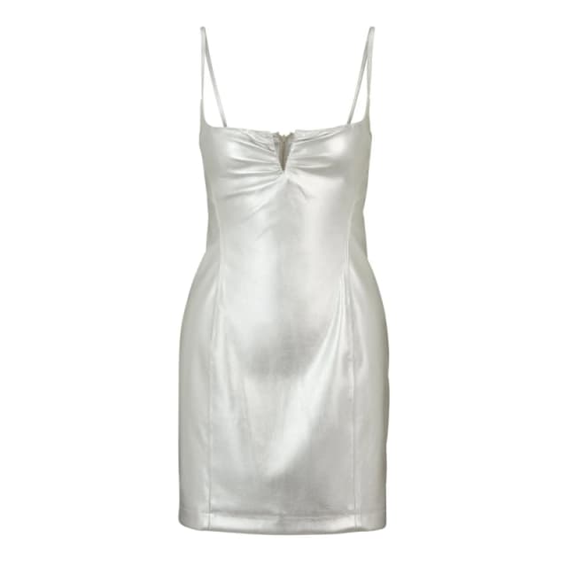 Hugo Kateresa-1 Metallix Faux-Leather Mini Dress Silver female 8