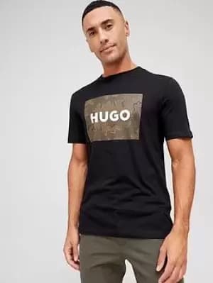 Hugo Dulive Camo Logo Black T-Shirt