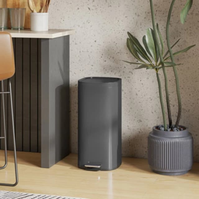 HOMCOM HOMCOM 30L Kitchen Bin, Pedal Bin with Lid, Removable Inner Bucket, Black 30L Unisex 5063603794382