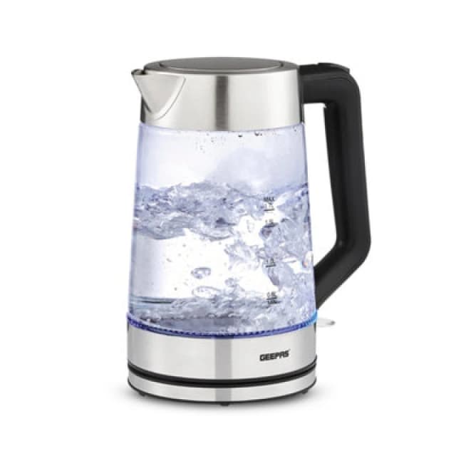 Geepas 3000W Electric Jug Kettle Cordless 1.7L Blue LED Illuminating Glass White unisex