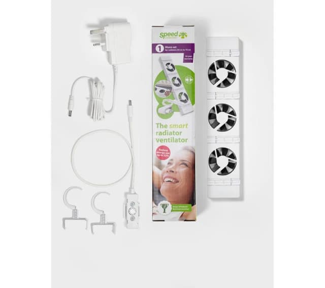 SPEEDCOMFORT Discrete Radiator Fan (Pack of 1) & Mounting Hooks, White 652217876802
