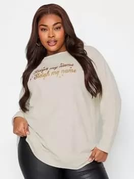 Yours Sleigh My Name Oatmeal Sweatshirt, Natural, Size 30-32, Women
