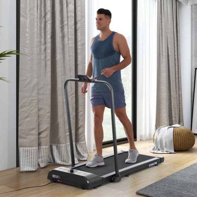 HOMCOM HOMCOM Foldable Walking Treadmill w/ LED Display, Blue Blue One Size Unisex 5063603036796
