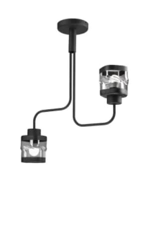 Hugo Multi Arm Semi Flush Ceiling Light Black, 2x E27
