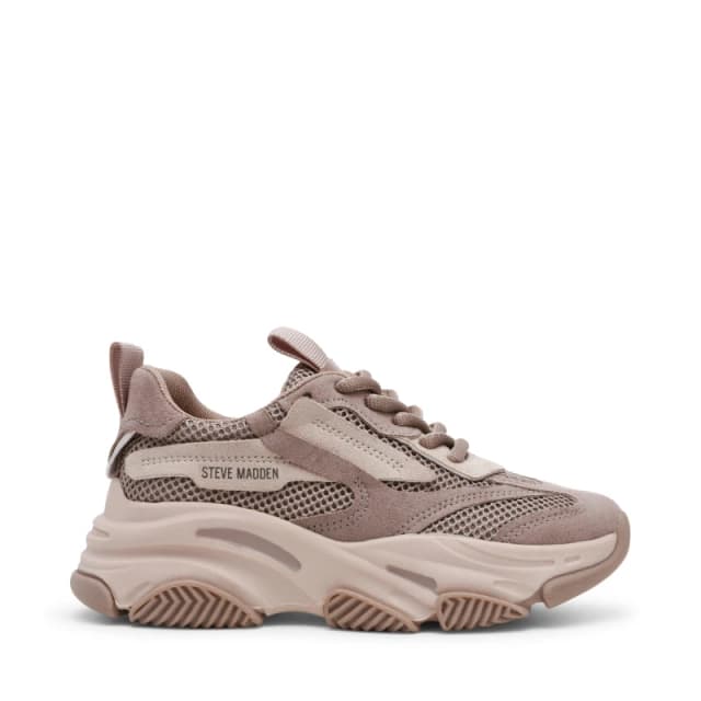 Steve Madden Girls Possession Chunky Trainers Taupe Grey female 3 (35)