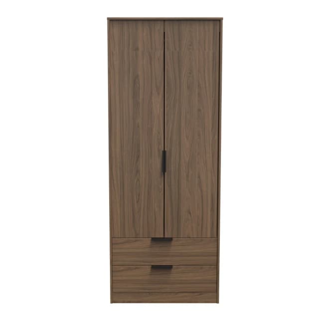 Ready Assembled 2 U Fuji 2 Door 2 Drawer Wardrobe (Ready Assembled) in Walnut Walnut Unisex