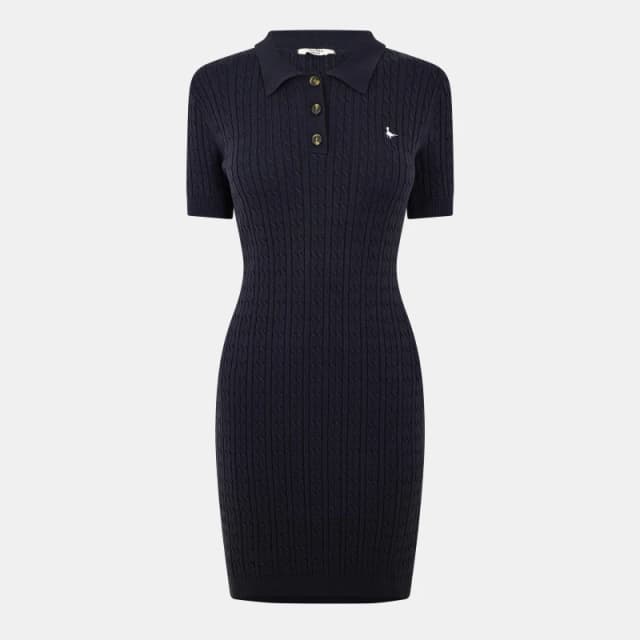 Jack Wills Moray Polo Cable Knitted Mini Dress Women Navy 09 female 4 (3XS)