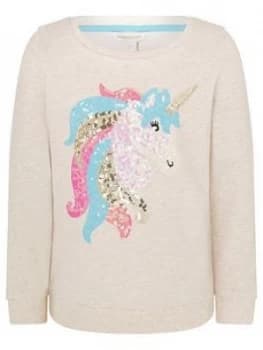 Monsoon Girls S.E.W. Sequin Unicorn Sweatshirt - Oatmeal
