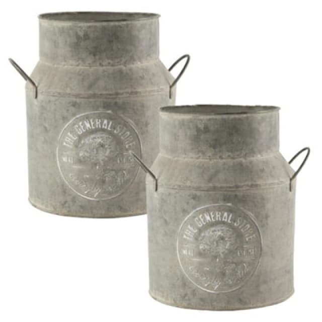 You Garden Pair Of Tin Planters Milk Churn 15Cm Planter For Flowers