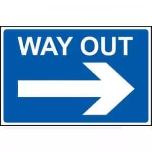 Way Out Arrow Right’ Sign; Non Adhesive Rigid PVC 600mm x