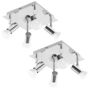 Spotlight Pair of 4 Way Silver Ceiling Plate Spotlight