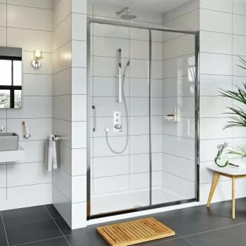 Adler 8mm framed sliding shower door 1700mm - Silver - Mode