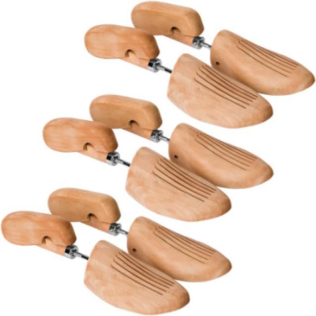 Tectake Shoe Stretcher 3 Pairs - Made Of Lotus Wood, For Womens And Mens Shoes 39-41 - Brown