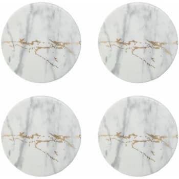 Premier Housewares - Placemats and Coaster Marble Effect Table Mats And Coasters Set Of 4 Practical White and Grey Coasters Stylish Coasters 11 x 1 x