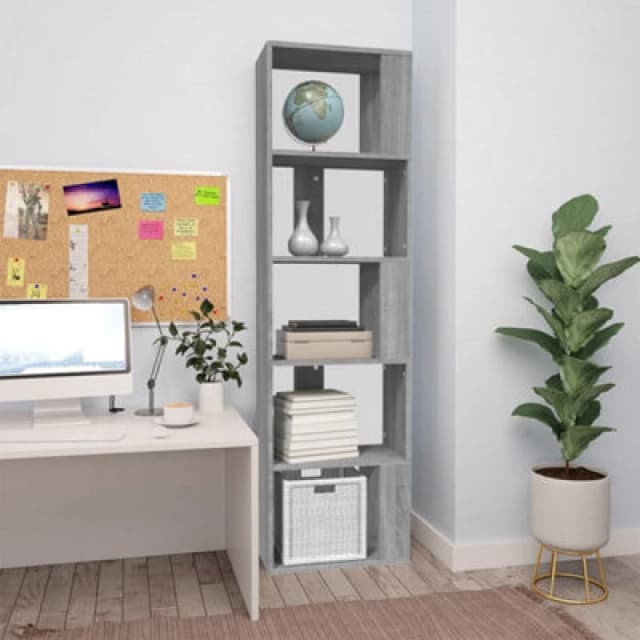 Vidaxl Book Cabinet Grey Sonoma 45X24X160 Cm Engineered Wood Book Cabinets