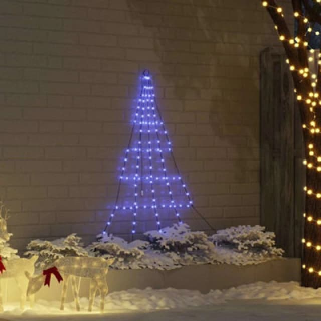 Vidaxl LED Christmas Tree With Ground Spikes Blue 182cm Metal