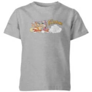 The Flintstones Family Car Distressed Kids T-Shirt - Grey - 11-12 Years