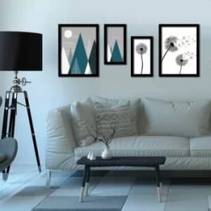 4P3040SCT025 Multicolor Decorative Framed MDF Painting (4 Pieces)