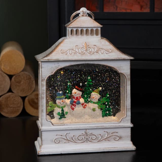28cm Battery Operated LED Christmas Snowman Wonderland Lantern Decoration
