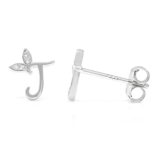 Say It With Winged Initial Earring Pair - Sterling Silver - J Silver Unisex One Size