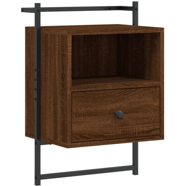 Vidaxl Bedside Cabinet Wall-mounted Brown Oak 40X30X61cm Engineered Wood, Brown 833441