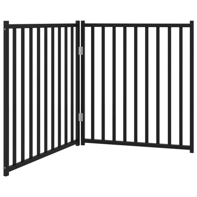 vidaXL Dog Gate Foldable 2 Panels Black 160cm Solid Wood Fir, Black 352290